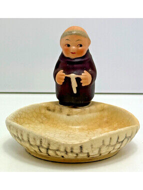 Vtg Monk Friar Tuck Ring Trinket Dish West Germany 2.75"H Goebel Novelty